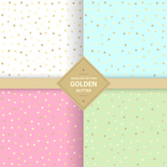 Golden star glitter seamless pattern on pastel background. Star background for Gift wrap and Fabric patterns. Vector Illustration