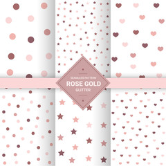 Rose gold glitter seamless pattern on pastel background. Polka dot background for Gift wrap and Fabric patterns. Vector Illustration
