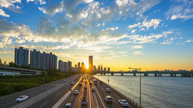 Timelapse at Seoul City , South Korea
