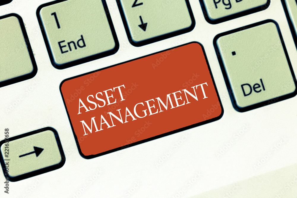 Poster text sign showing asset management. conceptual photo systematic process of operating and disposing o