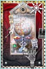 Poster Alchemistisch theater van herinnering met magische en surrealistische paddenstoel © Rosario Rizzo
