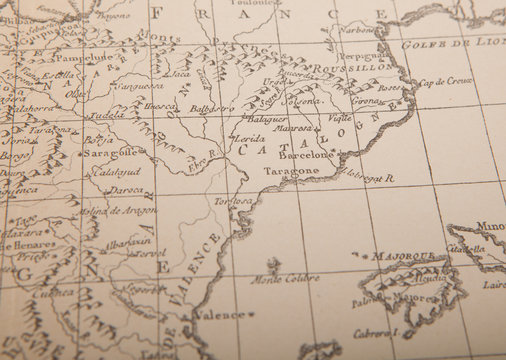 Old map of catalonia.