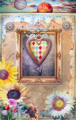 Poster Sprookjesvenster met bloemen en magisch hart © Rosario Rizzo