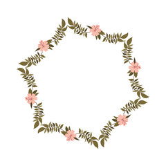 beautiful flower and leafs frame