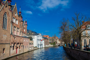 Fototapeta premium Canals of the historical and beautiful Bruges town in Belgium