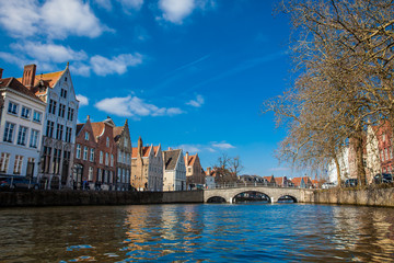 Canals of the historical and beautiful Bruges town in Belgium