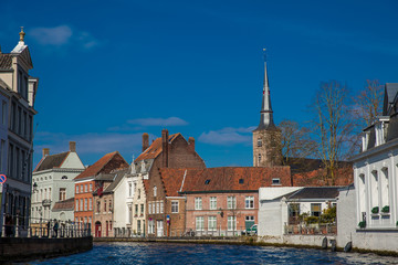 Fototapeta premium Canals of the historical and beautiful Bruges town in Belgium