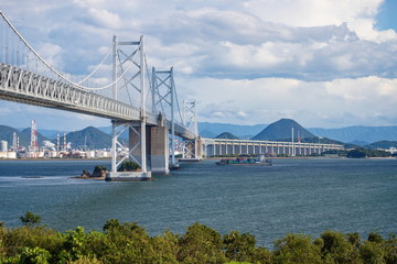 Seto Ohashi Bridge(Suspension bridge) in seto inland sea,shikoku,japan