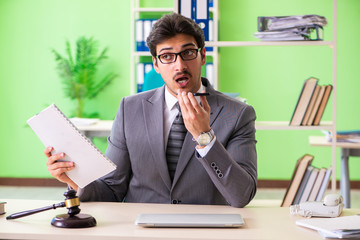 Young handsome lawyer working in the office 