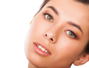 Obraz premium close up photo of beautiful asian girls face with perfect fresh skin and natural makeup