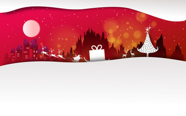 Merry Christmas and Happy New Year. Christmas sale. Holiday background. paper craft style