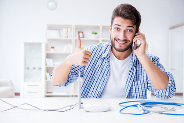 Man enjoying fast internet connection