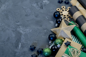 Packing new kraft paper New Year Christmas gift