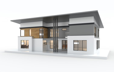 3d render of modern house isolated on a white.