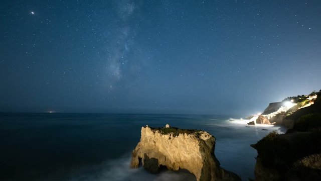Perseid Meteor Shower Milky Way Over Arch Rock Formation in Malibu California USA