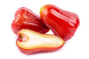 Fresh rose apple with slice isolated on white background