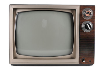 Vintage Television over White Background