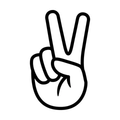 Fotobehang Hand gesture V sign for victory or peace line art vector icon for apps and websites © martialred