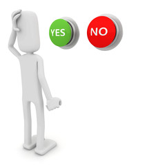Person choosing between yes or no