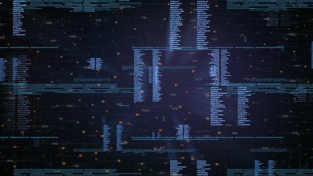 Texts and numbers within a complex digital world in a technological abstract