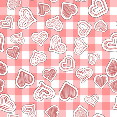 Seamless heart pattern on paper texture