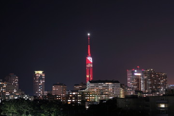 Fototapeta premium 福岡シーサイドももち夜景風景（レッド版）