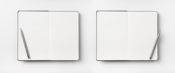 Top view of black notebook isolated on background