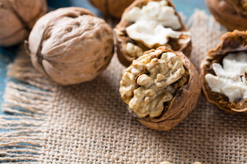 Fresh walnut on table