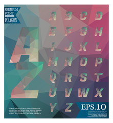 Font lowpoly on abstract background low poly textured triangle shapes in random pattern design