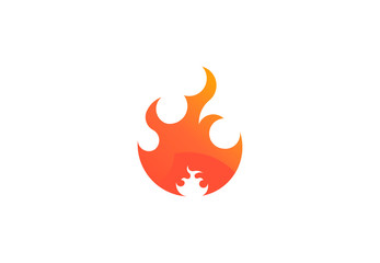 Fire flame with negative space. Vector Logo Symbol