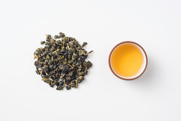 fresh taiwan oolong tea and teacup