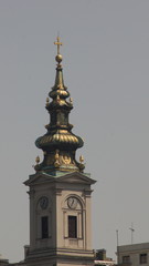 Fototapeta na wymiar The tower of Saborna crkva in Belgrade