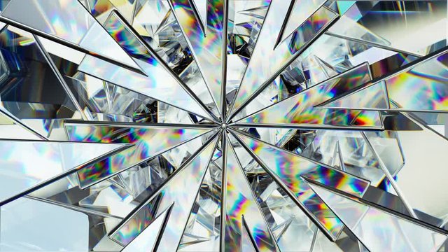 sparkling gemstone macro rotating seamless loop. kaleidoscope