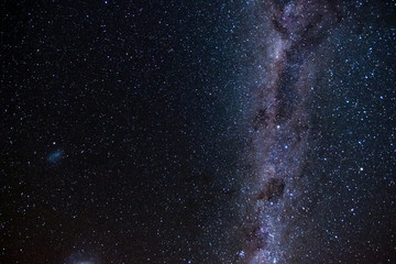 Long exposure shot of Milky way and the galaxy. Starry night. High ISO photography.