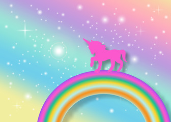 unicorn with rainbow pastel background