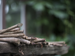 Wooden sticks in countryside surroundings