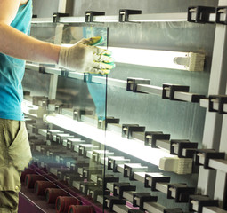 Production of PVC windows and double-glazed windows, a line for washing and drying glass for the...