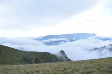 landscape with mountains and clouds