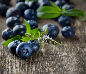 Fresh blueberries on а wooden table