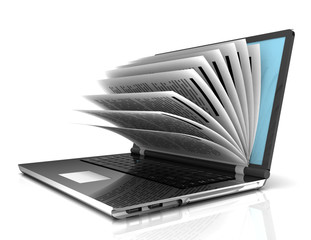 Stock photo laptop screen as a notepad or book on white background.