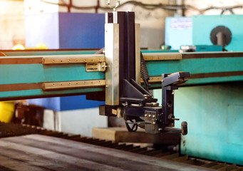 Machine for modern plasma laser cutting of metal, cutting of metal by plasma and laser, technology