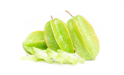 Star apple slice isolated on white background.