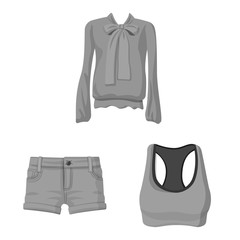 Naklejka premium Vector illustration of woman and clothing symbol. Collection of woman and wear stock symbol for web.