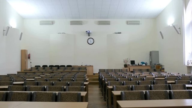 Panning of empty conference hall, lecture hall, assembly hall

