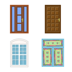 Vector illustration of door and front icon. Set of door and wooden stock vector illustration.