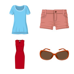 Vector design of woman and clothing icon. Set of woman and wear stock symbol for web.
