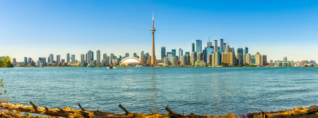 Panoramic skyline view at the Toronto from Toronto Islands in Canada