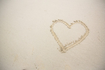 Obraz na płótnie Canvas a heart in the sand on the beach.heart drawn on sand. 