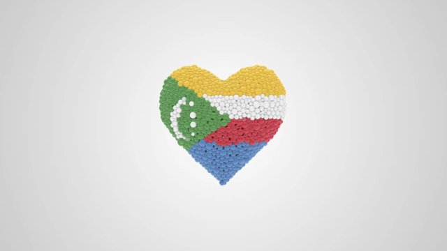 Comoros National Day. July 6. Independence Day. Heart animation with alpha.