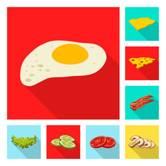 Vector illustration of burger and sandwich logo. Collection of burger and slice stock symbol for web.